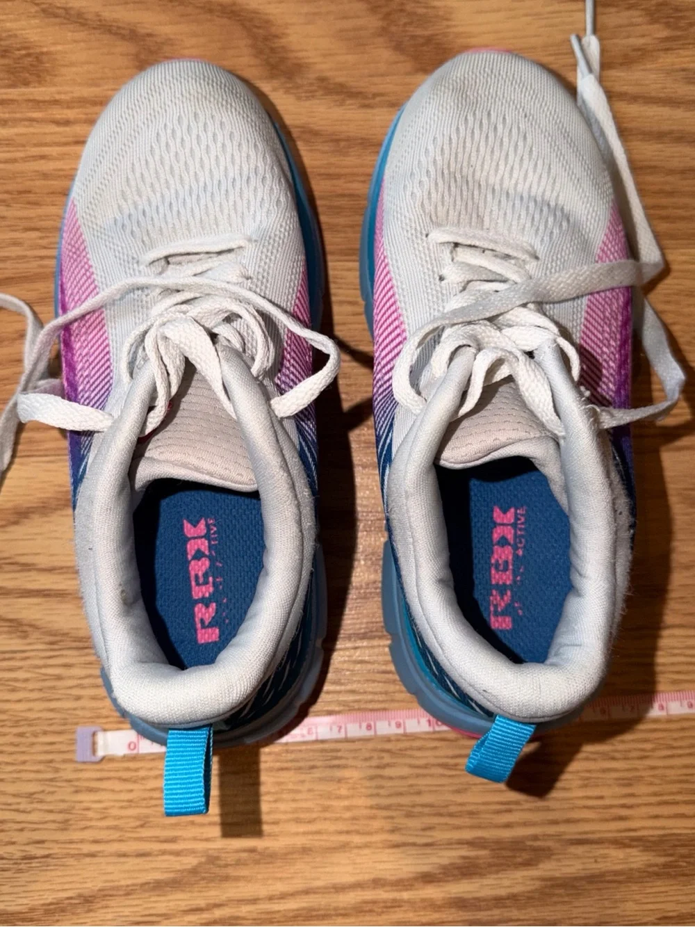 RBX Girls Athletic Sneakers - Light Gray with Blue & Pink Accents size 1